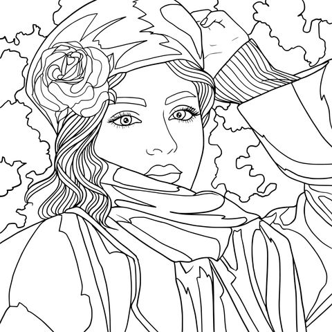 Winter - Stylish Girl Coloring Page