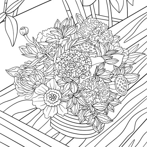 Colorful Bouquet Coloring Page