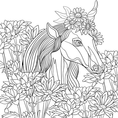 Unicornio en el lecho de flores