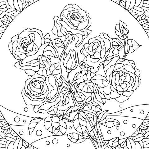 Página para colorir de rosas coloridas