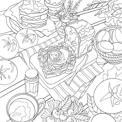 Picnic Food Coloring Page