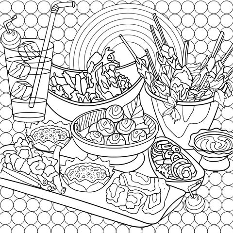 Colorful Food Coloring Page