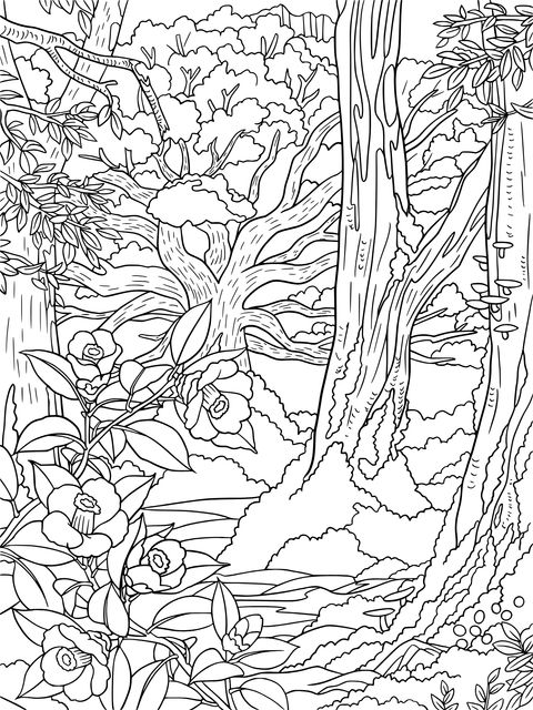 Forest and Flower Coloring Page