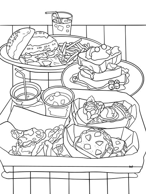 Delicious Fast - Food Coloring Page