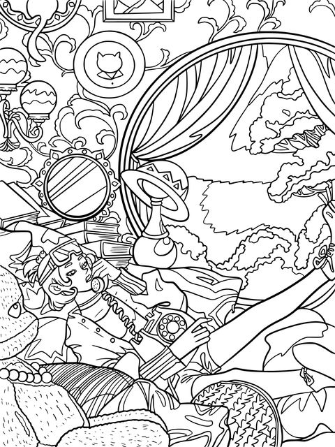 Fun - filled Indoor Scene Coloring Page