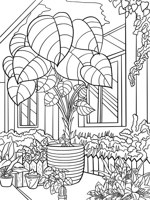 Indoor Green Plants Coloring Page