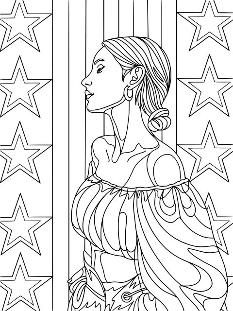 Fashionable Woman - Themed Coloring Page