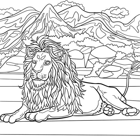 Lion - themed Coloring Page: A Gorgeous Presentation of the King of the Grasslands