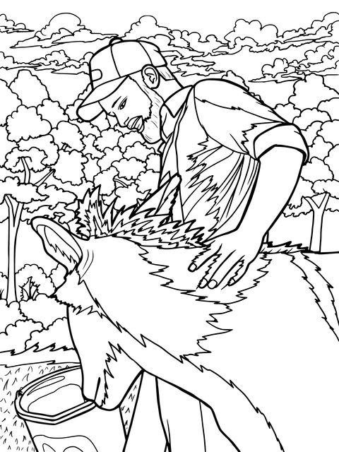 Farmer and Horse Coloring Page