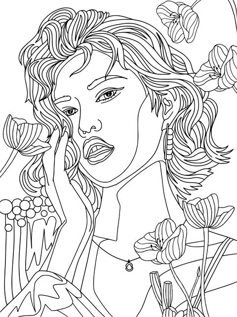 Fashionable Woman Illustration Coloring Page