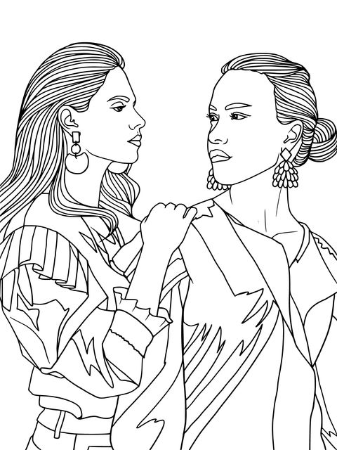 Fashionable Women Coloring Page