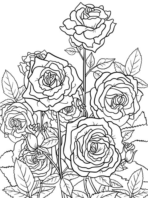 Página de Colorear de Rosas Coloridas