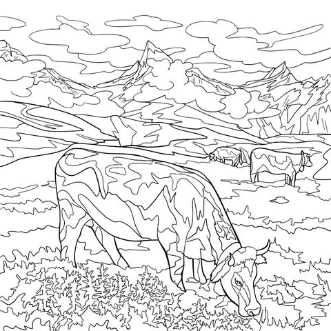 Pastoral Scenery Coloring Page