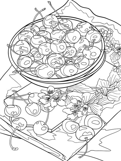 Cherry Still - Life Coloring Page