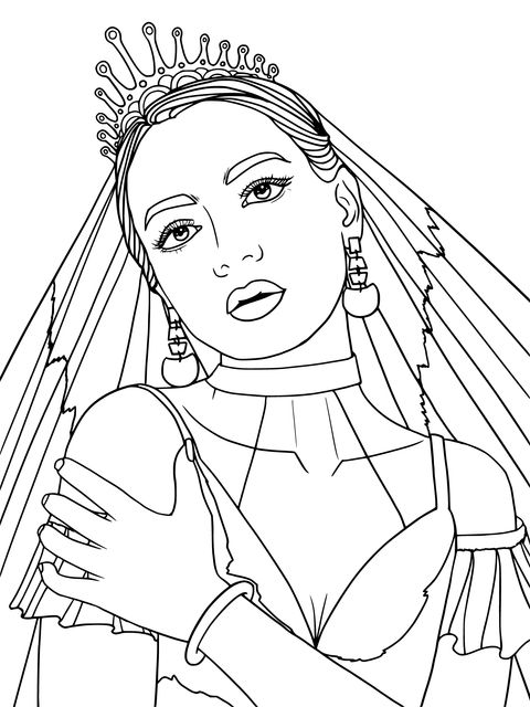 Princess - themed Coloring Page: A Graceful Lady with a Crown