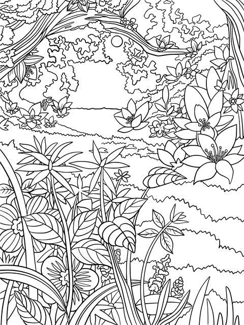 Colorful Flower - Forest Coloring Page