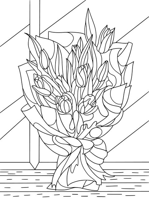 Tulip Bouquet Coloring Page