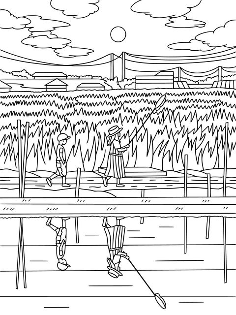 Field Walk and Reflection Coloring Page