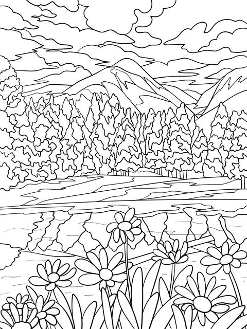 Beautiful Landscape Coloring Page