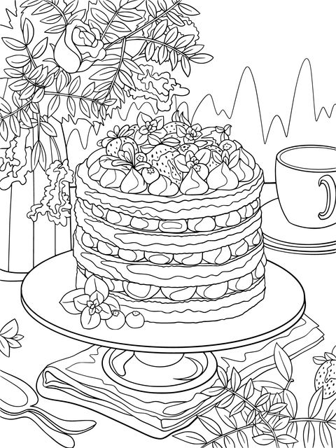 Delicious Cake Coloring Page