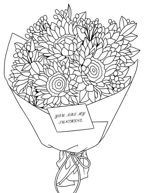 Sunflower Bouquet Coloring Page