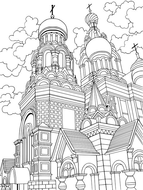 Bonita Página de Colorear de una Iglesia