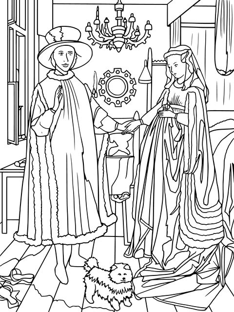 Medieval - dressed Figures Coloring Page