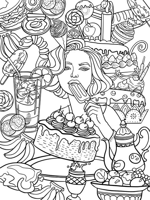 Food - themed Coloring Page: Enjoy the Blend of Colors and Delicacies