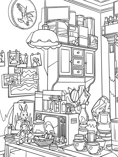 Fun Room Scene Coloring Page