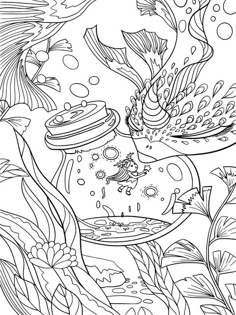 Fantasy World Inside a Bottle Coloring Page