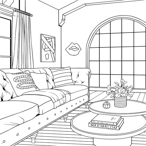 Cozy Living Room Coloring Page