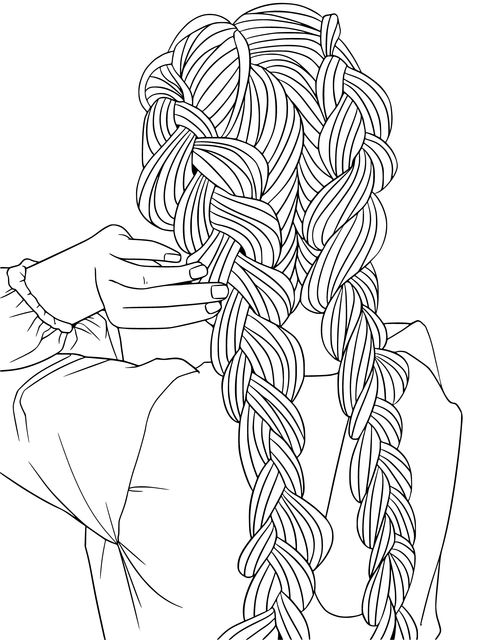 Braided Hairstyle Coloring Page