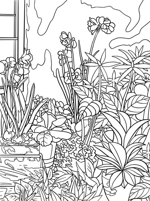 Indoor Flower Coloring Page