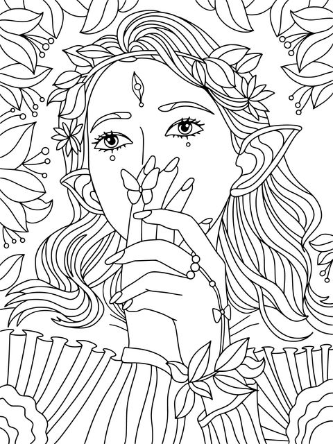 Dreamy Elf Coloring Page