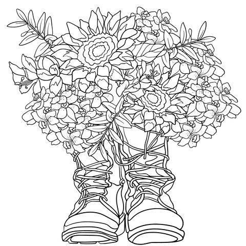 Boots Filled with Flowers