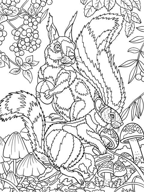 Squirrel - themed Coloring Page