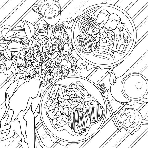 Food and Flower - themed Coloring Page