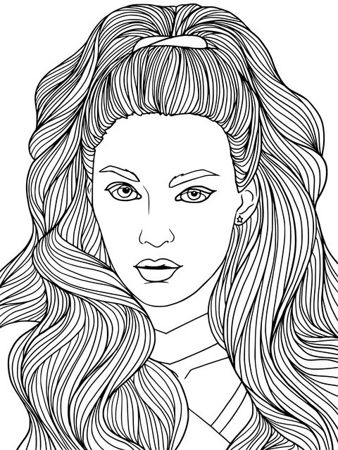 Fashionable Female Illustration Coloring Page