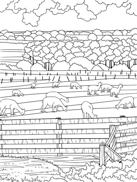 Pastoral Scenery Coloring Page