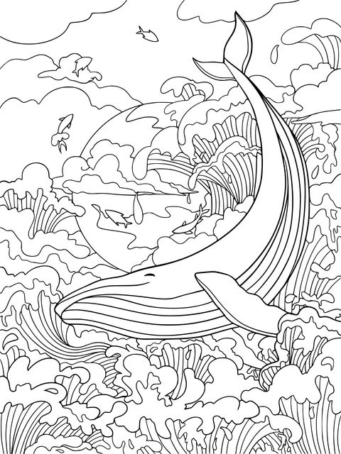 Ocean Whale - themed Coloring Page