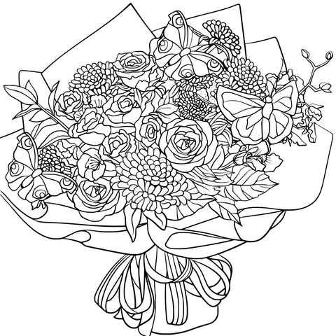 Beautiful Flower Bouquet Coloring Page