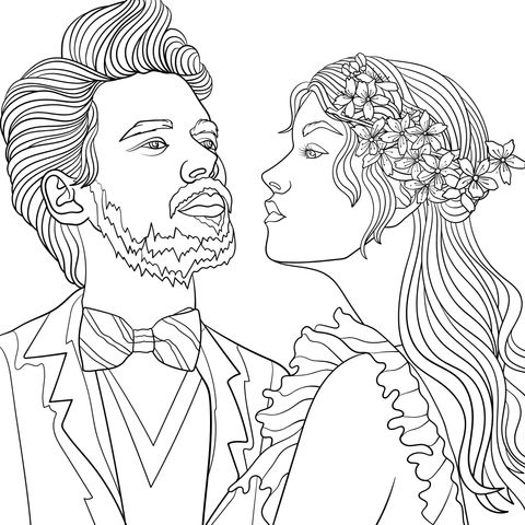 Romantic Couple Coloring Page