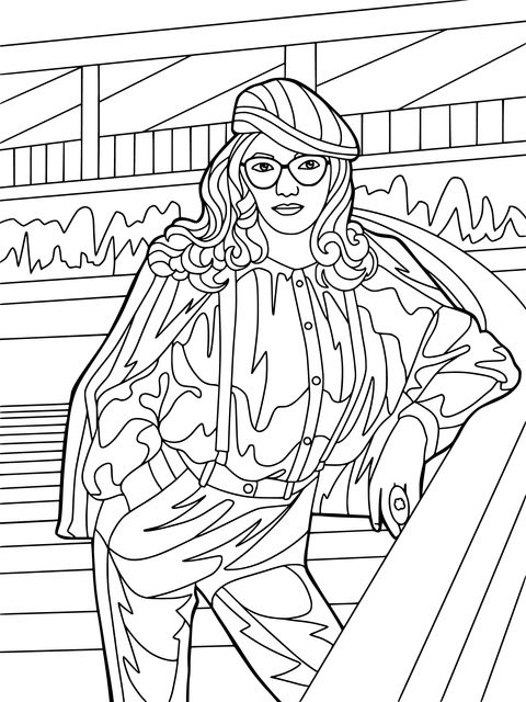 Vintage - style Female Figure Coloring Page