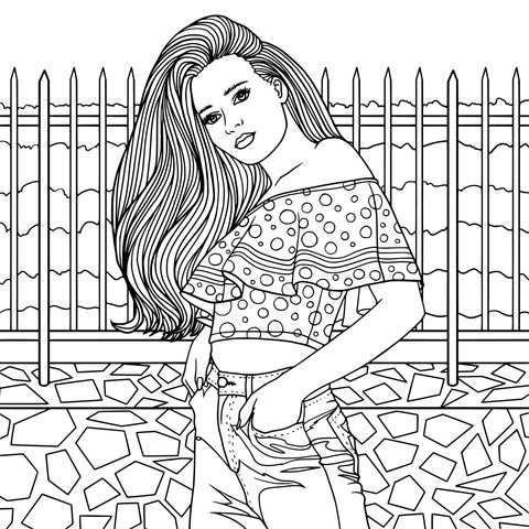 Fashionable Girl Coloring Page