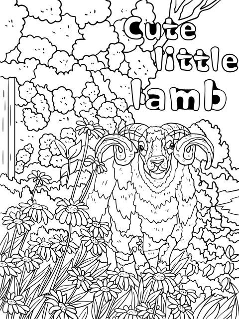 Cute Little Lamb Coloring Page