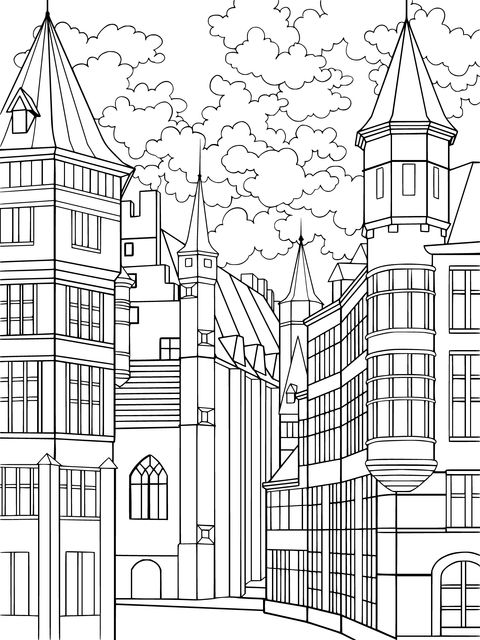 Medieval Castle Coloring Page