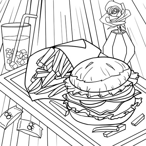 Delicious Fast - Food Coloring Page