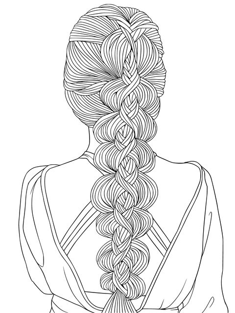 Back view of a pink - gradient braided hair