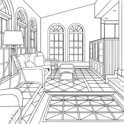 Living Room Interior Coloring Page