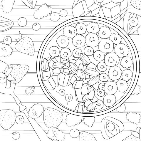 Colorful Fruit Bowl Coloring Page